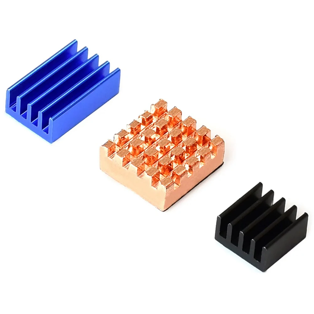 Raspberry Pi 4B/3B+ Heatsink Kit – 2 Aluminum + 1 Copper Cooler Set with Thermal Tape for Pi4 Pi3 Model B