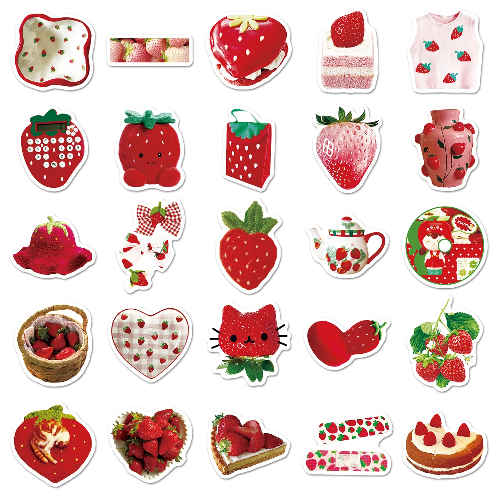 

10/30/50PCS Ins Style Cartoon Strawberry Stickers Creative Personal Decoration Refrigerator Pencil Box Waterproof Graffiti Decal