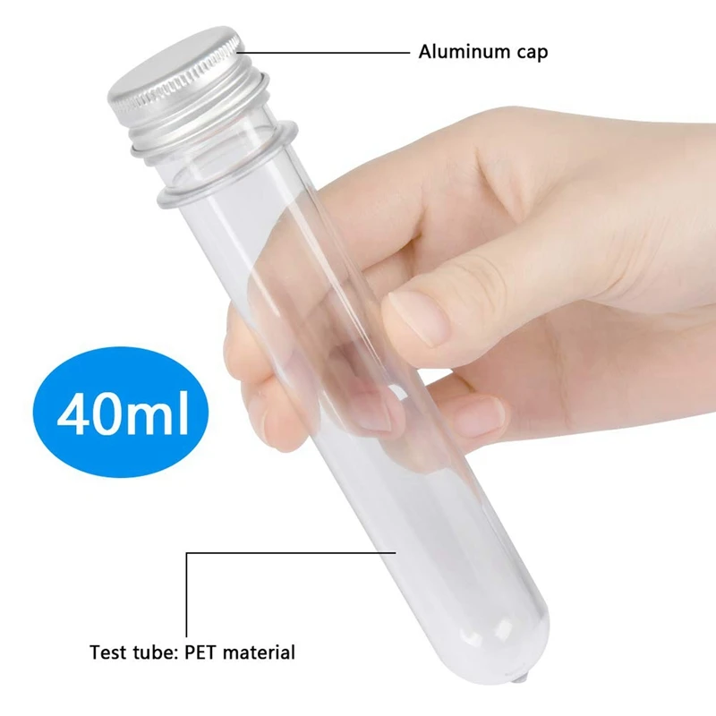 90 PCS 40ML Plastic Test Tubes With Screw Caps Reusable Transparent Container Tubes Transparent Test Tube