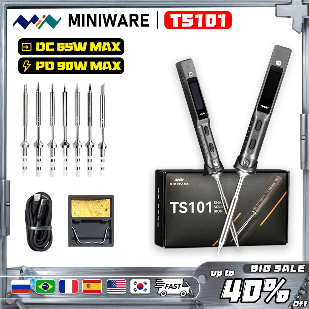 Miniware TS101 قلم سبيكة لحام رقمي 90 واط OLED عرض USB Type-C PD تسخين سريع مجموعة أدوات إصلاح محمولة TS 101 #2