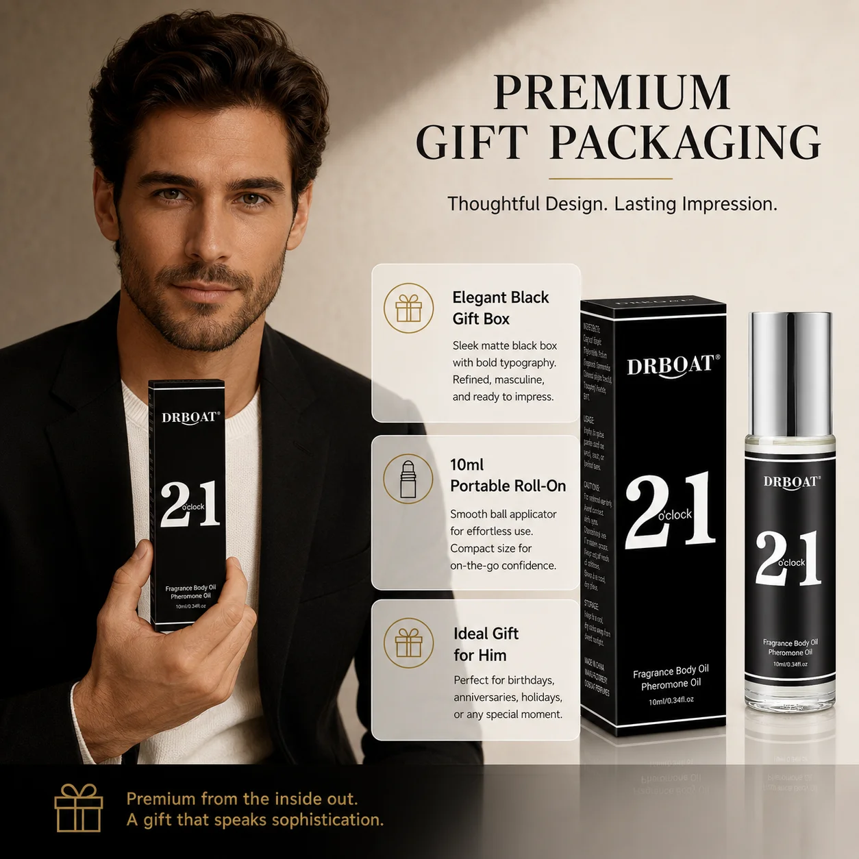 Mens Roll-on Perfume Oil,Citrus Woody Aromatic,Alcohol-Free Long Lasting Scent,Portable Pocket Travel Fragrance Gift view 5