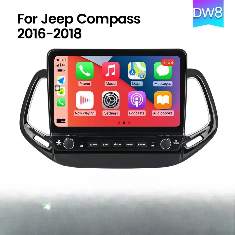 8-core 8G+128G IPS Screen GPS Navigation Car Multimedia Player Sound Control For Jeep Compass 2016 2018 10inch