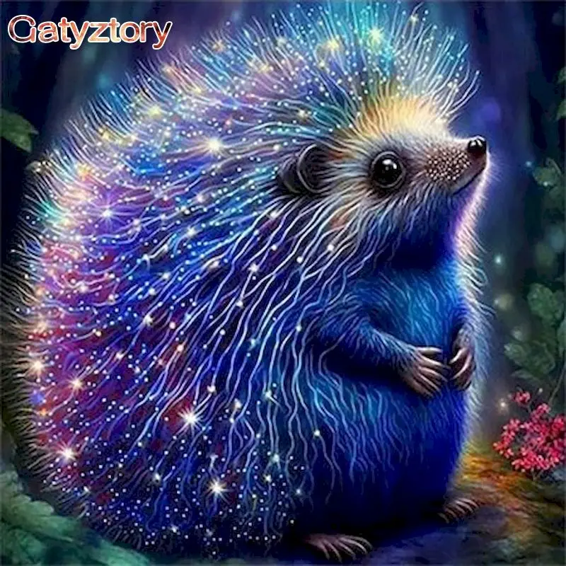 

GATYZTORY Painting By Number Hedgehog Drawing On Canvas HandPainted Paint Art Gift DIY Coloring By Number Animal Kits Home Decor
