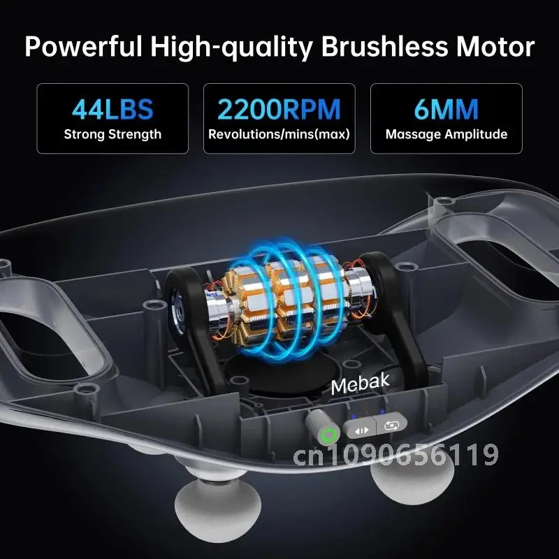 Mebak M1 Четырехголовый фасциальный пистолет Профессиональный перкуссионный массажный пистолет для расслабления мышц Беспроводной массажер для глубоких тканей талии и тела Masajeador