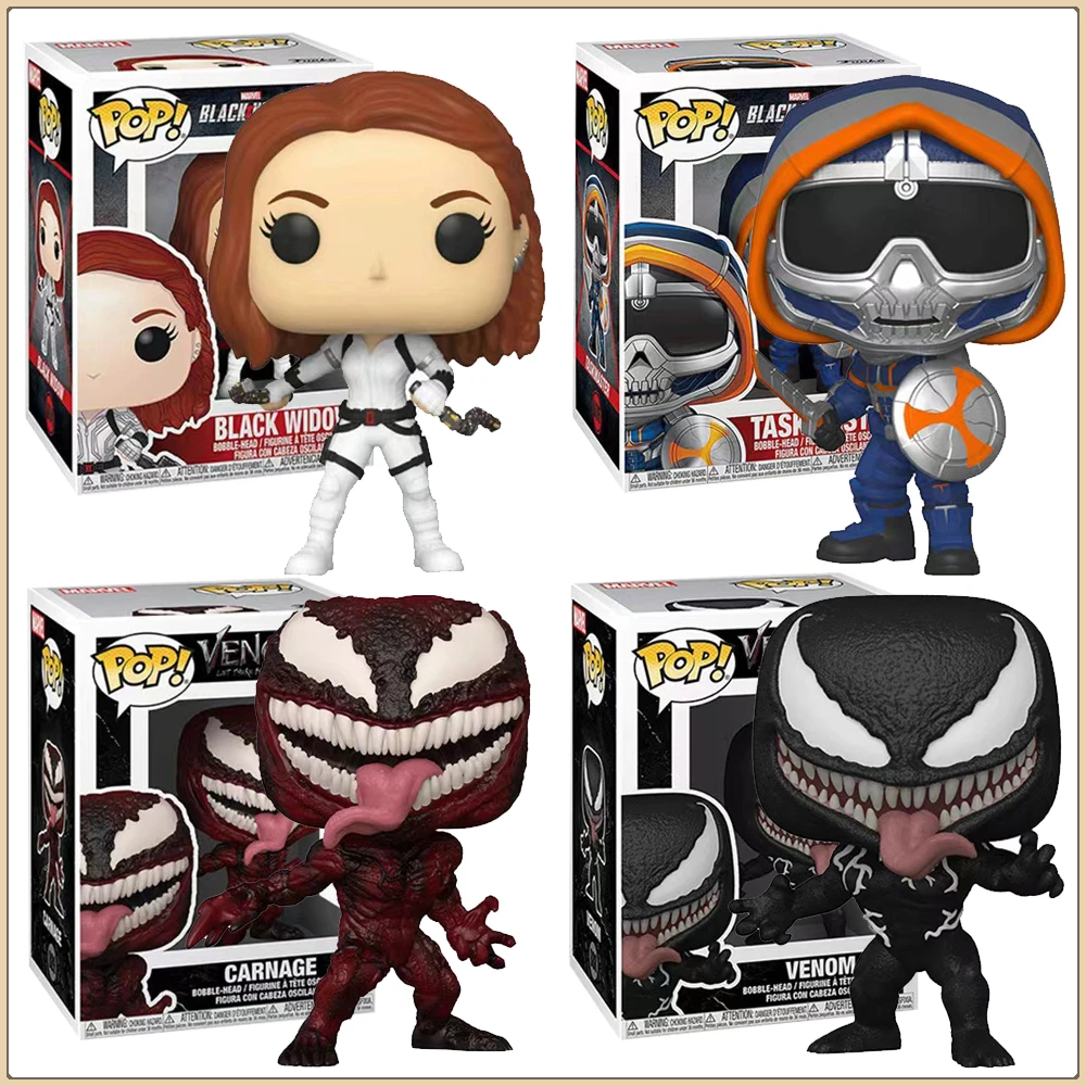 

FUNKO POP Marvel Action Figures Hot Popular Venom Carnage Black Widow Taskmaster Limited Model Genuine Periphery Children Gifts