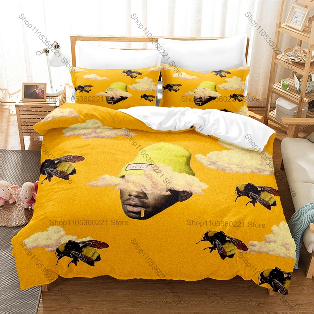 Vintage Flower Boy Album Sunflower Bee Poster Duvet Cover Set 1 Quilt Cover 2 Pillowcases For Hip Hop Fans