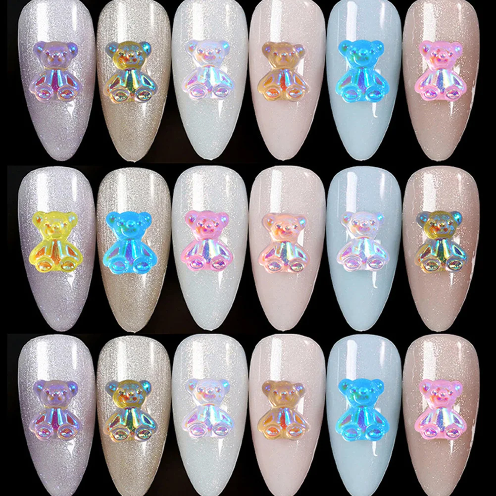 

64 шт., креативный дизайн с медведем, декор для дизайна ногтей, изысканные маникюрные украшения, аксессуары «сделай сам» для женщин и девочек, подарок на вечеринку