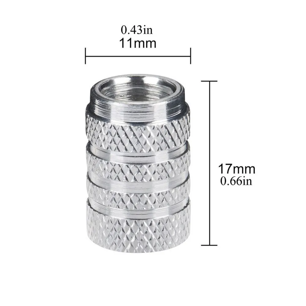 4Pcs Knurling Style Tire Valve Cap Aluminum Silver Car Tire Valve Stems Cap Tire Wheel Stem Air Valve Cap tire valve caps