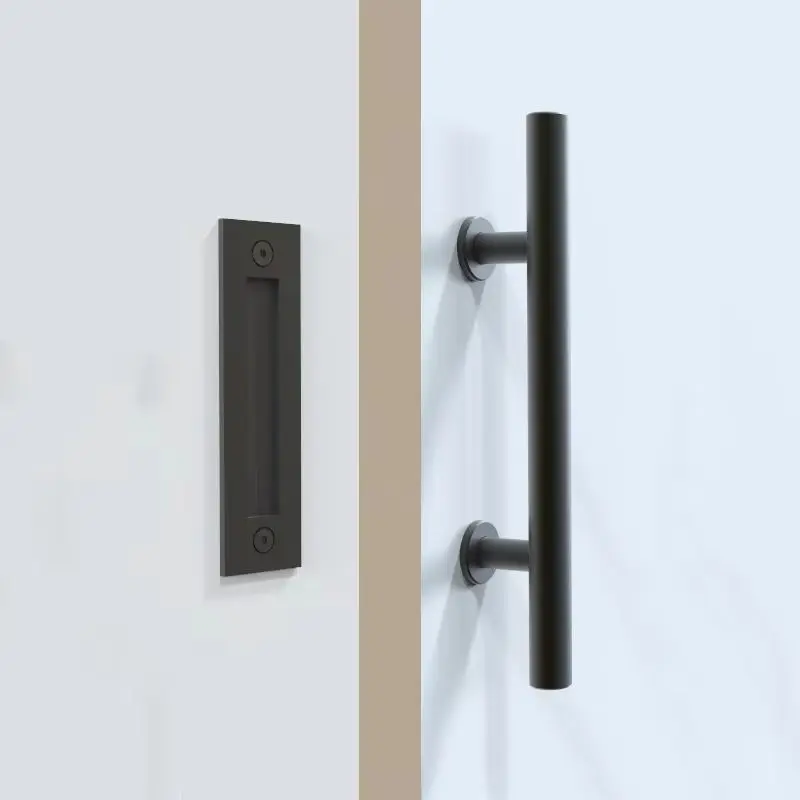 

Brand New Solid Stainless Steel Sliding Door Handles Wood Barn Gate Door Push Pull Handles Black Tone