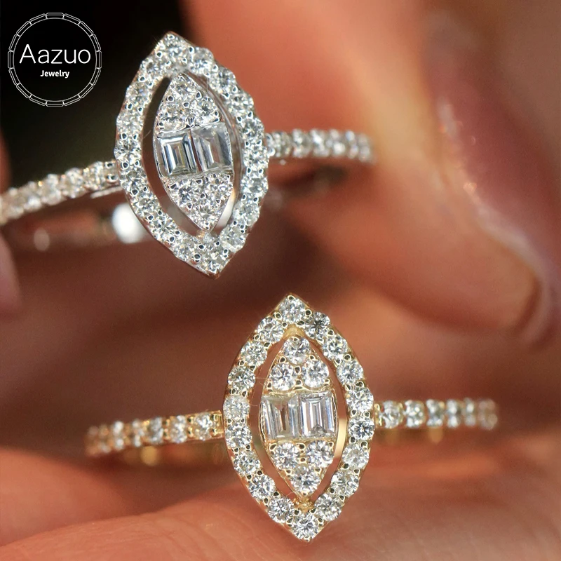 

Aazuo Luxury Jewelry 18K White Gold Yellow Gold Real Diamonds Jewelry Set Engagement Ring Gifted For Women Engagement Party