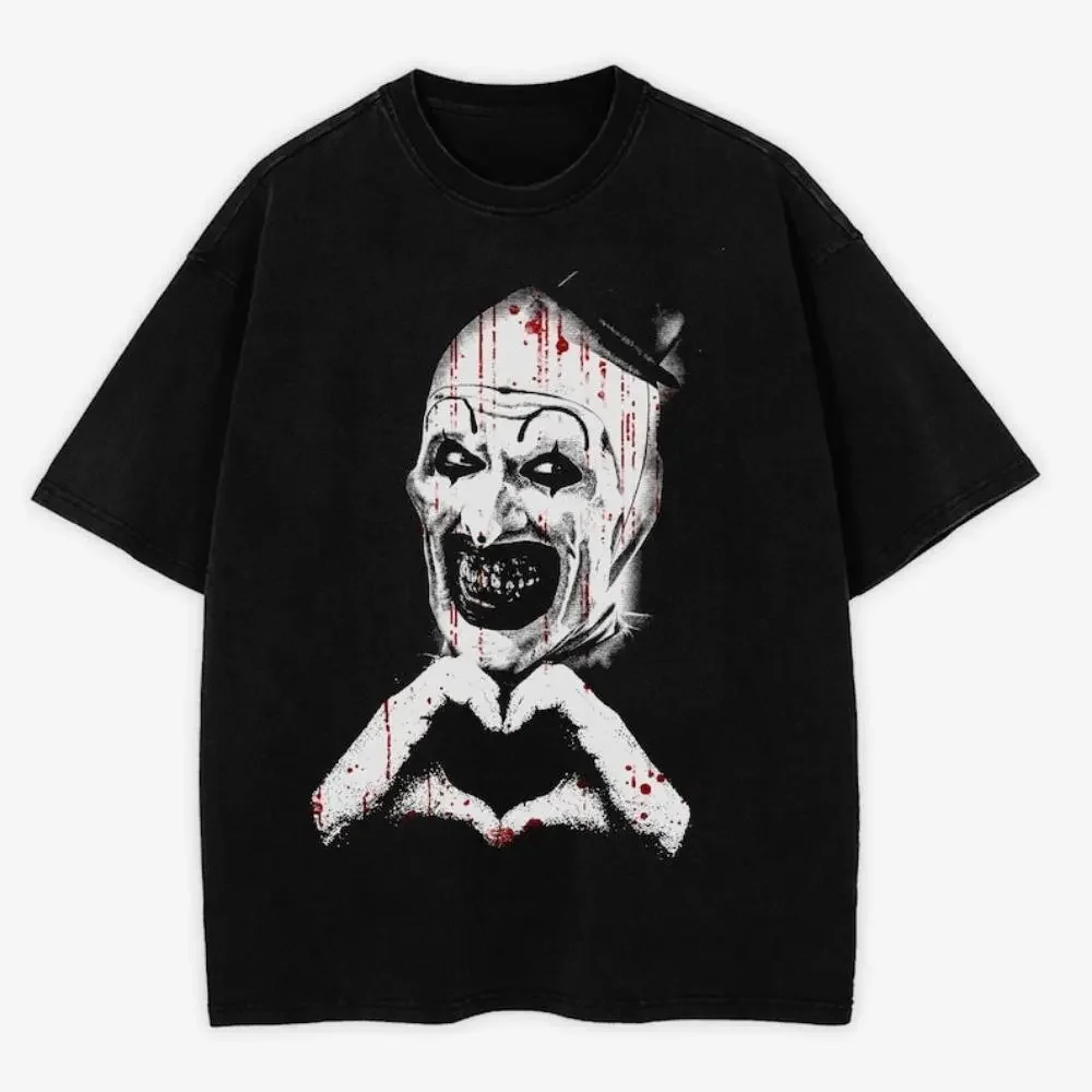 Art The Clown Terrifier Shirt, Scary Horror Clown T-Shirt, Creepy Heart Hands Tee, Spooky Slasher Fan Gift Unisex, Love Art Tee,Unisex Crewneck T-shirt for Men And Women