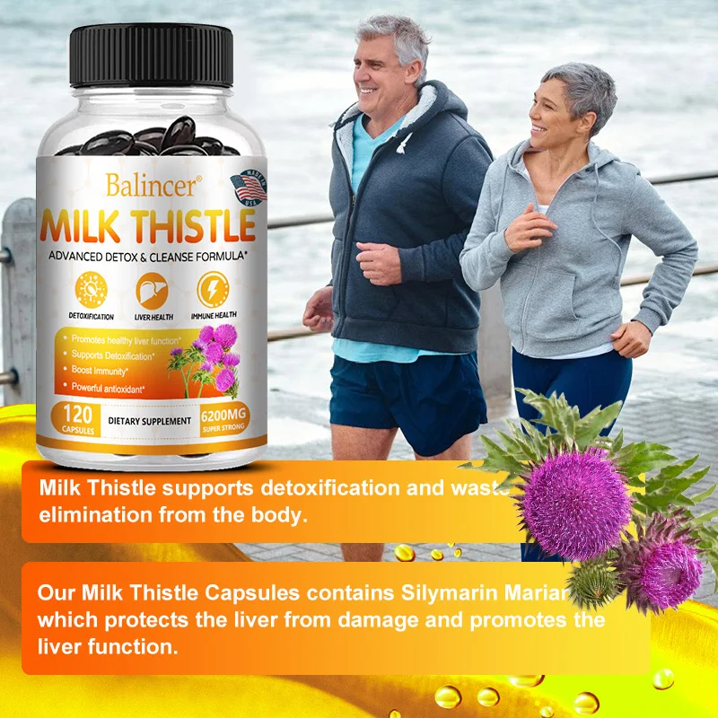 Balincer Milk Thistle Extract Supplement 6200mg - Liver Health, Detoxification - Antioxidants, Non-GMO, Gluten-Free