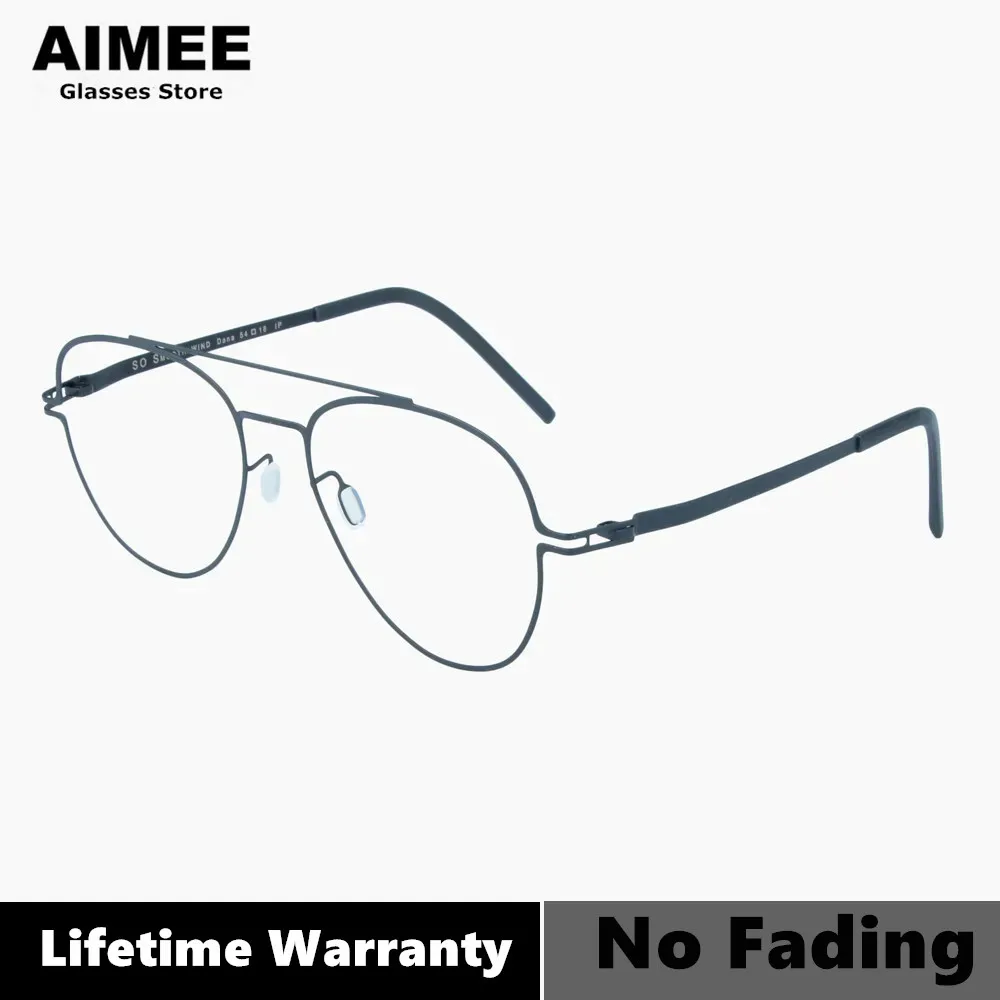 German Brand No Screw Ultralight Men Pilot Round Glasses Frame Lifetime Warranty No Fading Women Fashion Design Handmade Eyewear