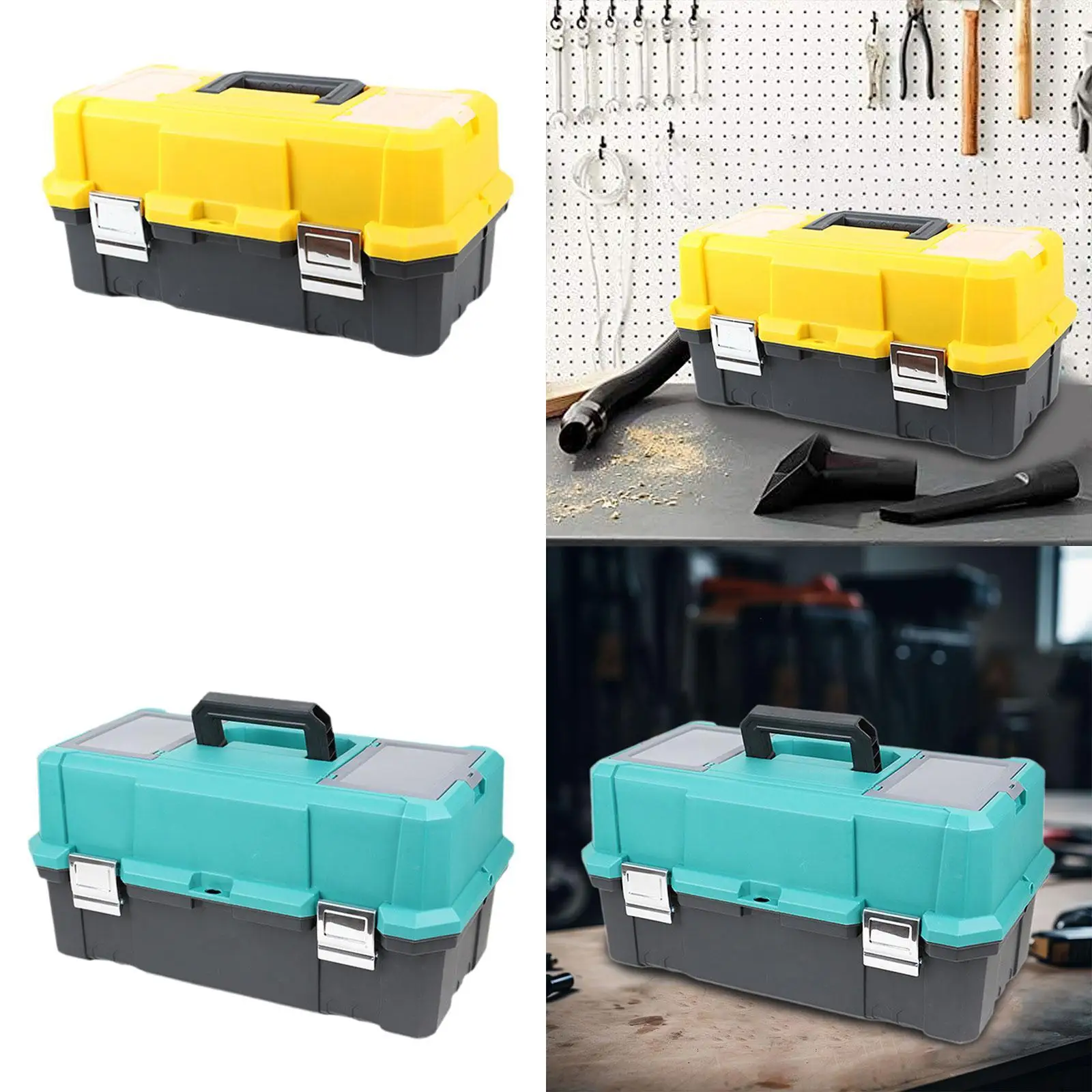 Handheld Toolbox Two Layer Screw and Nuts Hand Tools Storage Portable Hardware Organizer with Handle Storage Case for Home Trunk