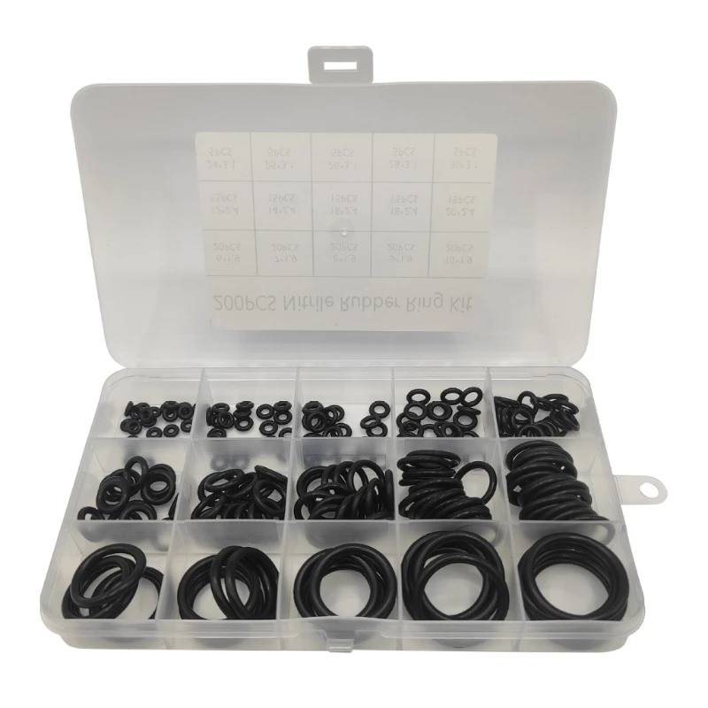 200Pcs O-Rings Gasket 15 Size Rubber Washers Seals Assortment Set Assorted