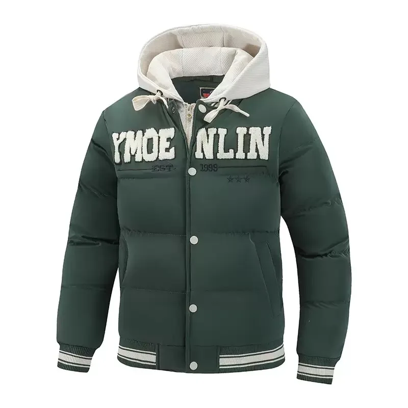 New Autumn/Winter Classic American Retro Thickened Warm Windproof Hooded Cotton Jacket Men's Casual Loose Sports Plus Size Coat