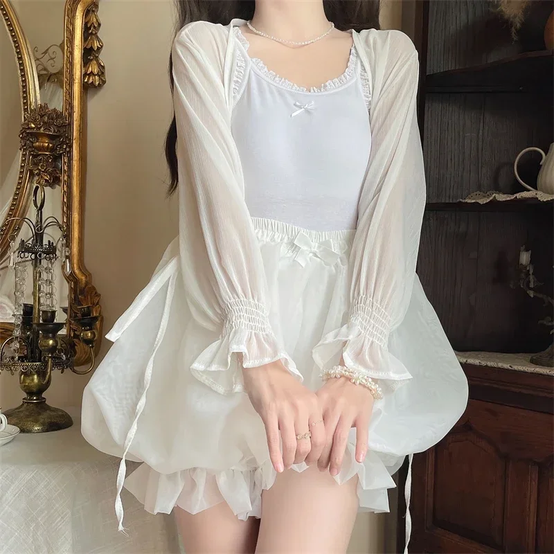Kawaii Cute Lolita Safety Short Pant Women Sweet Japanese Fluffy Jk Bloomers Harajuku Solid Color Ruffles Pumpkin Shorts