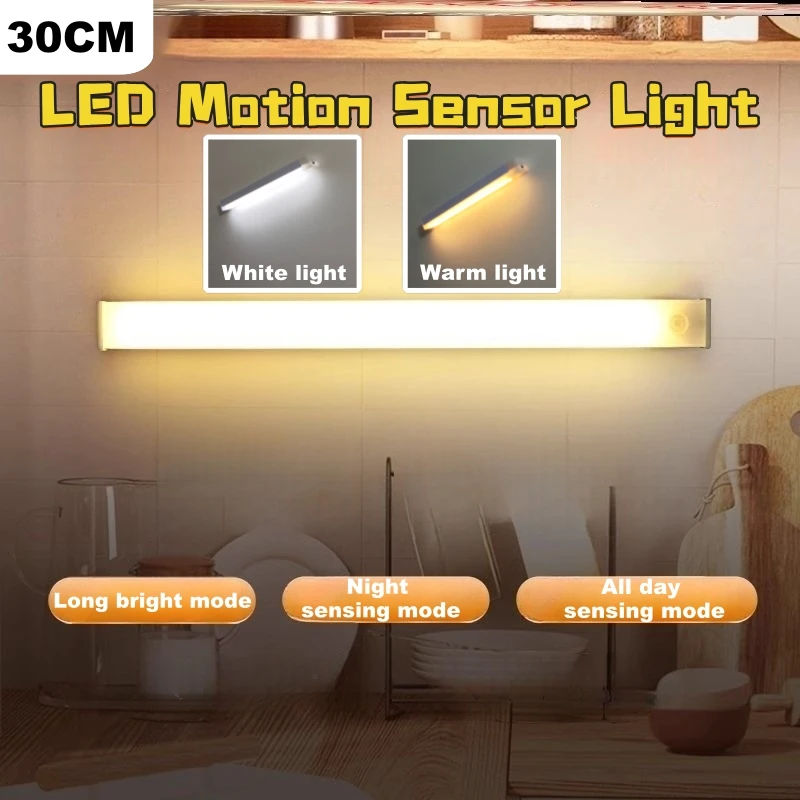 30CM Wireless LED Night Lights Motion Sensor Lights Closet Kitchen Night Lights Bedroom Detector Light Cabinet Staircase Backlit