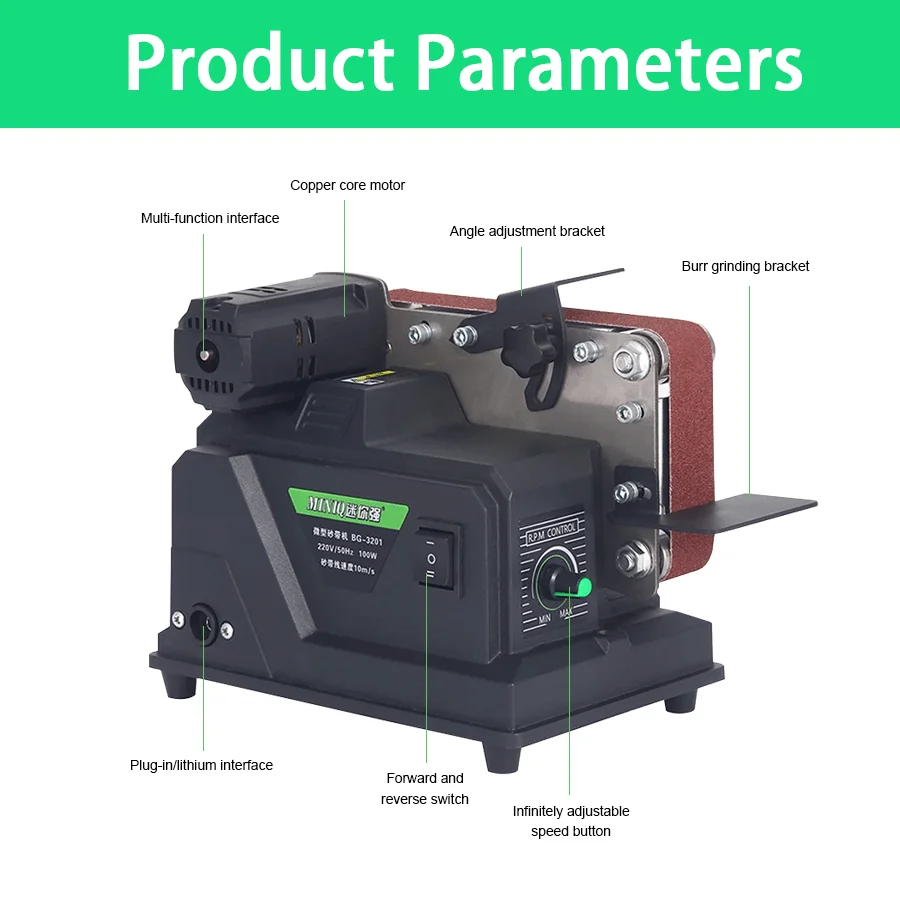 Electric Belt Sander Household Knife Sharpener Industrial Grade Mini Polishing Tool Dual Purpose Belt Sander Sanding Machine view 6