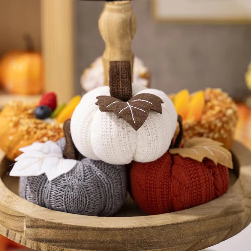 N15R-Weave Pumpkin Ornaments Suitable For Thanksgiving Harvest Festival Tray Decoration Simulated Pumpkin