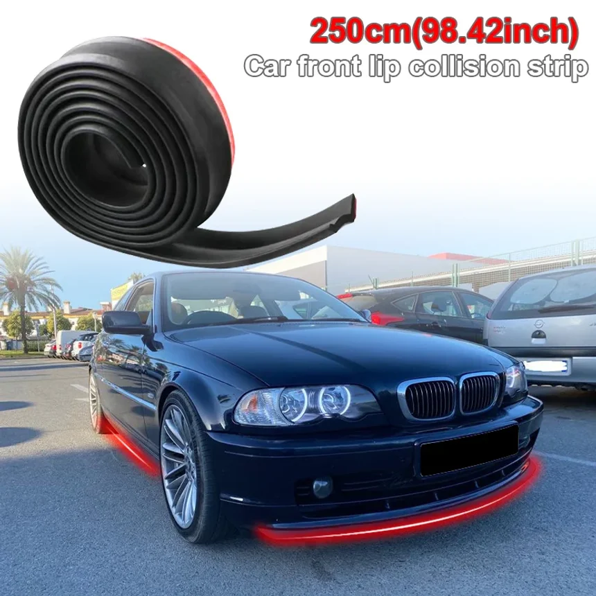 

Universal Car Front Bumper Lip Rubber 2.5m/98.43in Bumper Protector Black Bumper Lip Strip Car Side Skirt Direct tailoring