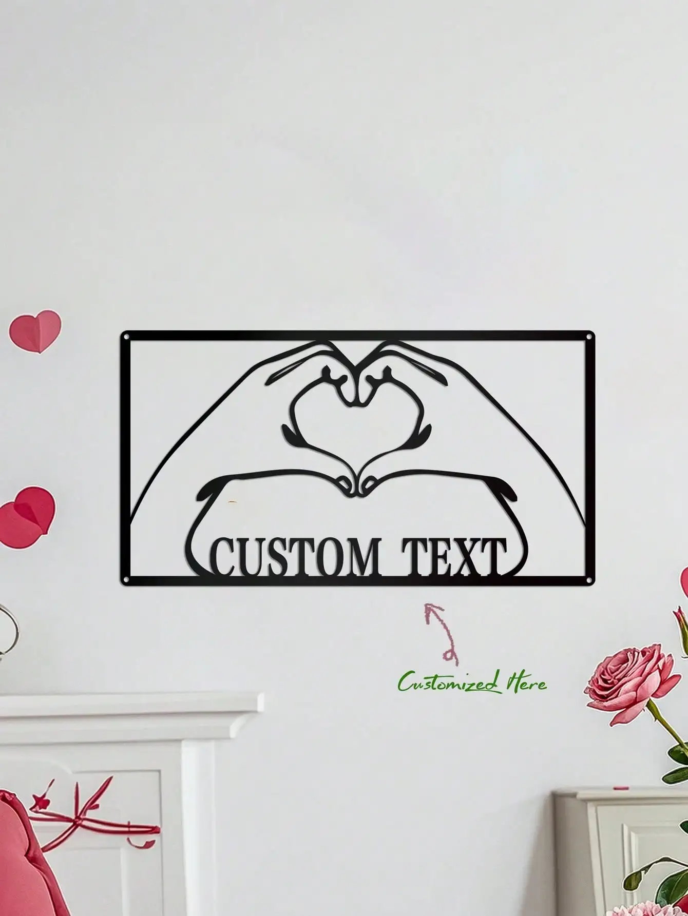 

1PC Customizable Heart Metal Wall Decor Couple Names Date Valentine Wedding Gift