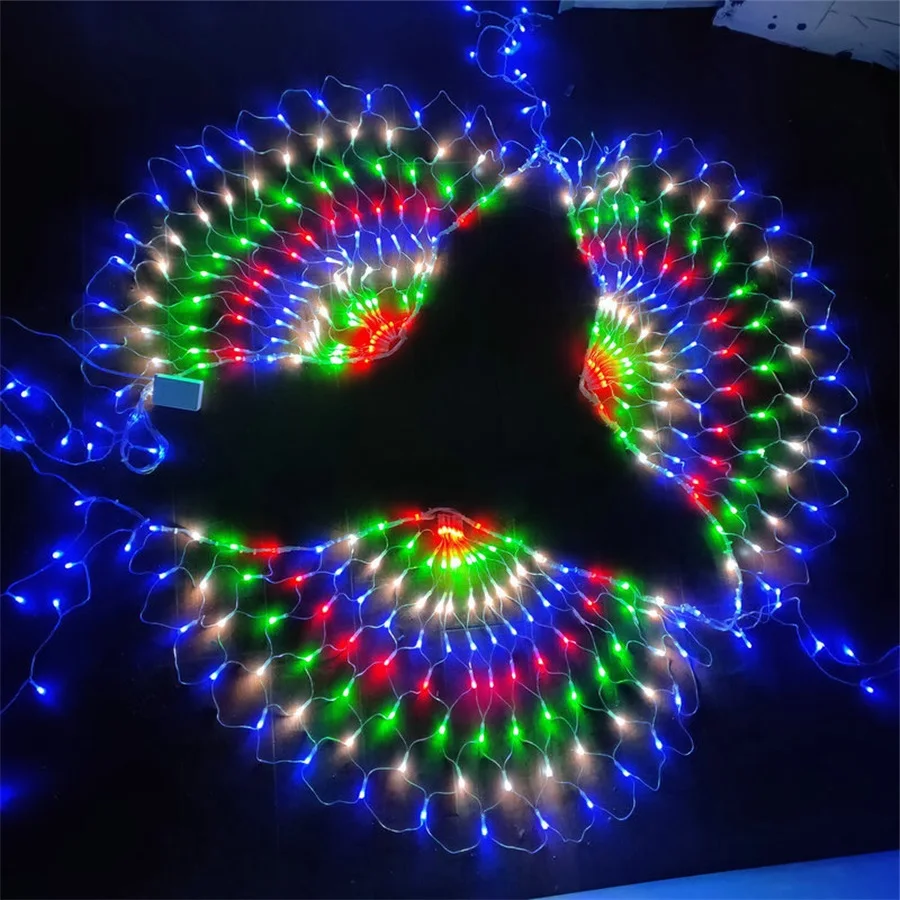 Waterproof LED Christmas Peacock Net String Lights 3M*0.5M Outdoor 8 Modes Fairy Garden Lights for Party Wedding Garland Decor