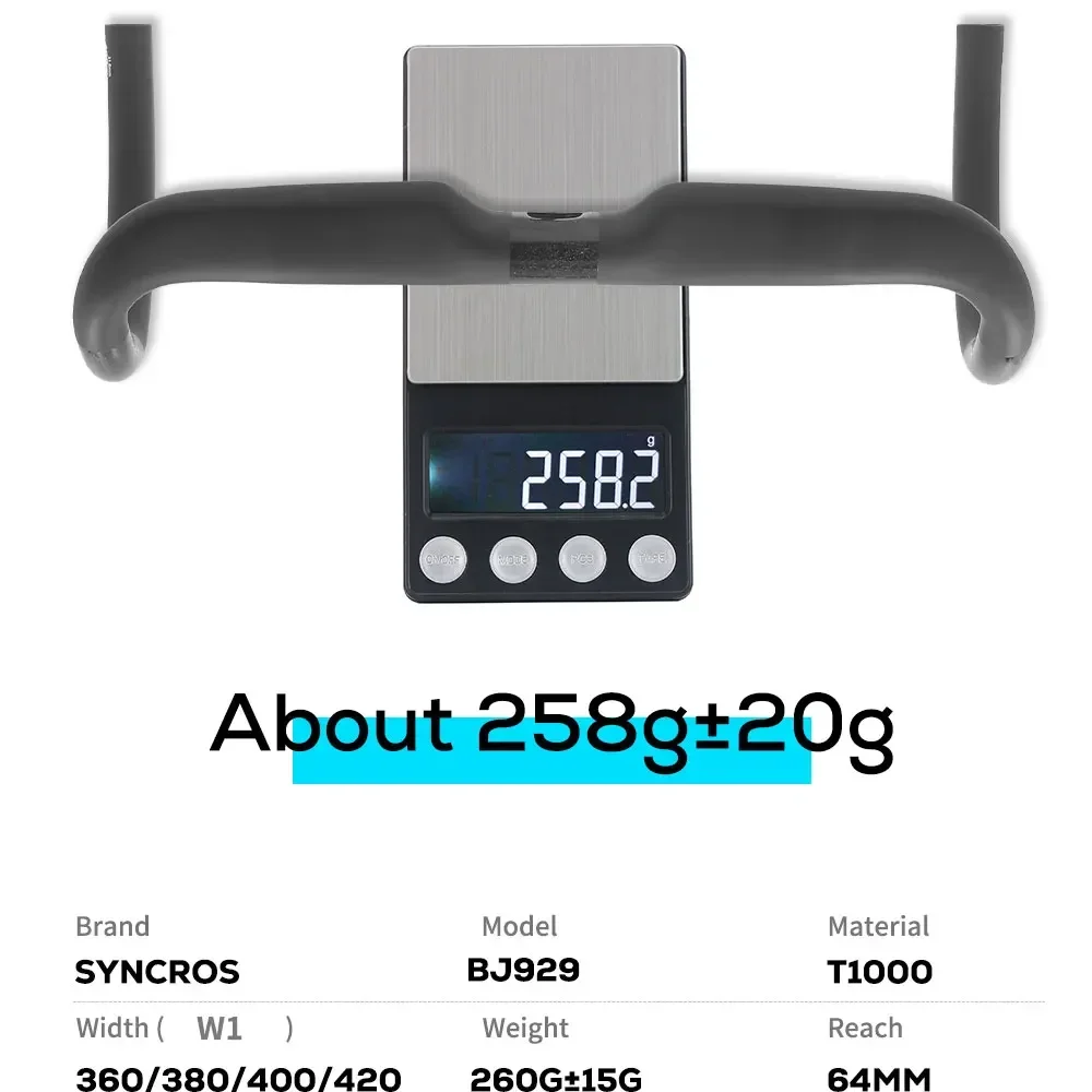 Syncros T1000 Carbonfaser-Straßenlenker, 31,8 mm Klemme, 64 mm Reichweite, 126 mm Tropfen, interne Kabelführung, 380 mm, 400 mm, 420 mm, 440 mm – Detail 6