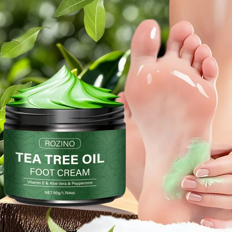 Crema para pies con aceite de árbol de té, 1/2 uds. | Hidratante con Aloe Vera, Ácido Hialurónico y Miel para una Hidratación Profunda y Suavidad