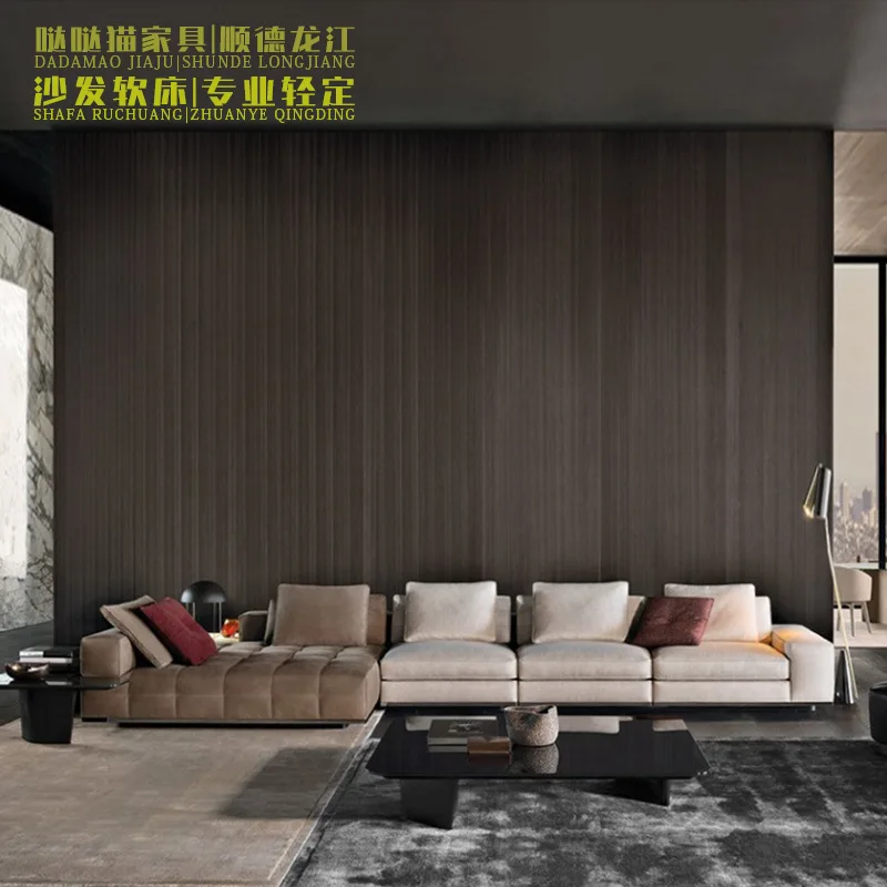 

Lawrence Modular Combination Fabric Sofa Living Room Large Flat Floor Villa Italian Designer Frosted Cloth Sofa