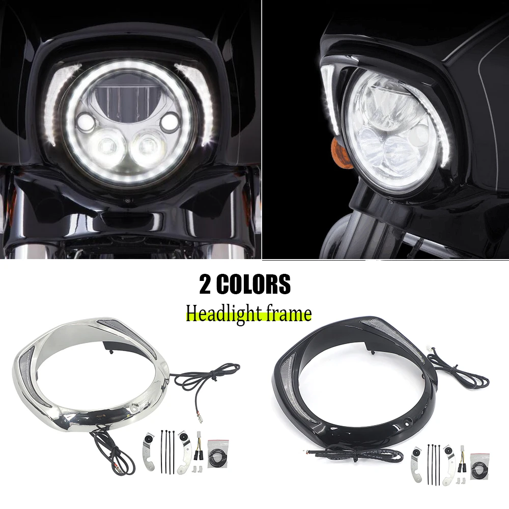 

NEW For Harley Touring Tri Road King Street Electra Glide Low FLHTCU Ultra Limited Low Motorcycle LED Headlight Bezel