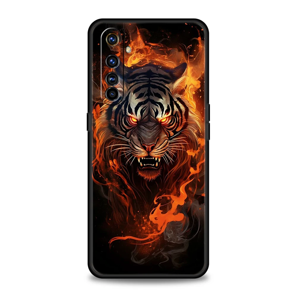 Cartoon Tiger Phone Case for Oppo A17 A12 A57 A74 A16 Find X5 X6 A52 A53 A54 A15 Reno 6 Z 7 Pro A9 2020 5G Silicone Shell Capas