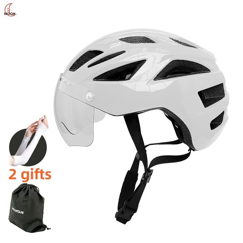 MOON Road Bike Helmet with Detachable Magnetic Goggles Durable Helmet for Adult Mountain Bicycle Commuting and Cycling