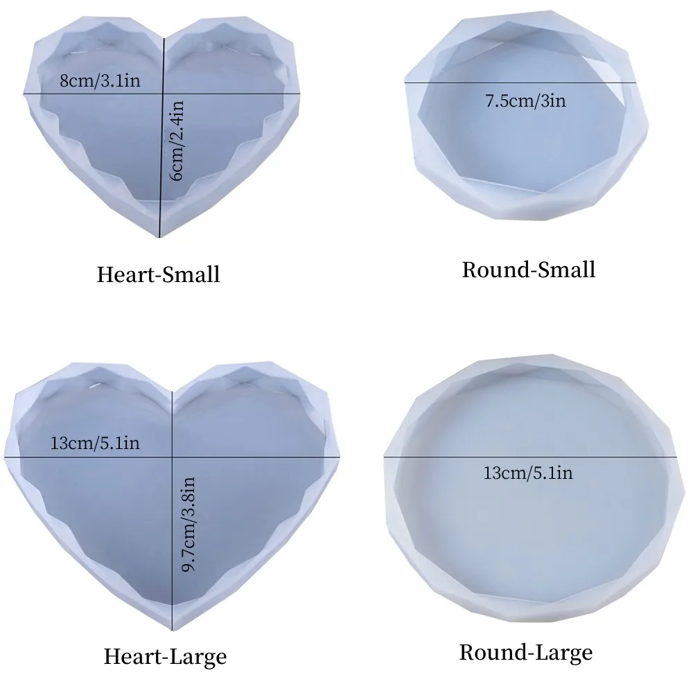 Round Heart Concrete Jewelry Display Plate Tray Mold, Epoxy Resin Plaster Candlestick Home Decor Making Silicone Mould