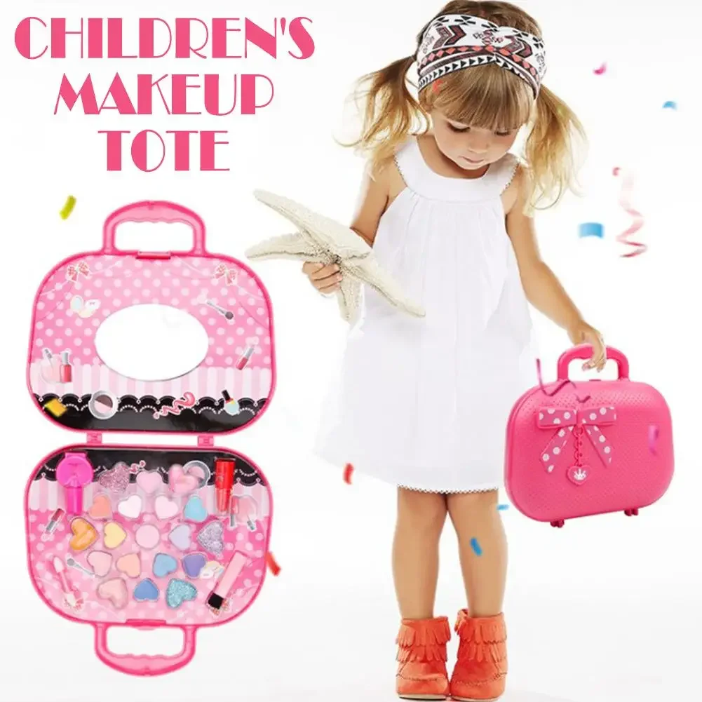 Princess Makeup Cosmetics Box Set Safe Non-toxic Lipstick Nail Polish Girl Play House Toy Birthday Christmas for Children's Gift