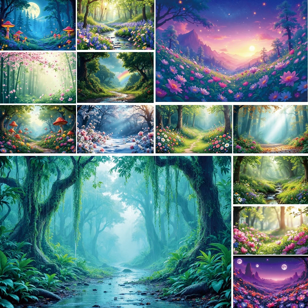 

MOON.QG Natural Landscape Backgrounds For Photographs Garden Forest Path Backdrop Child Portrait Photo Studio Accessories Wall