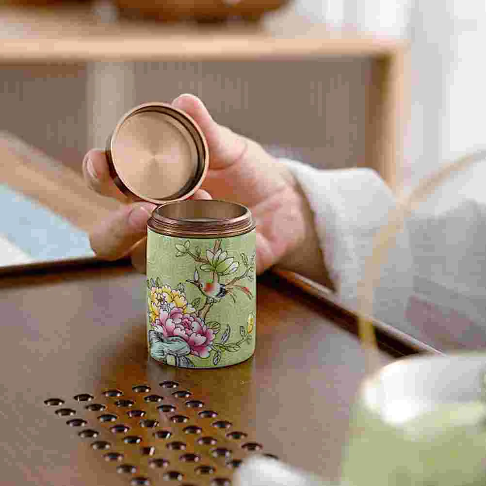 Tea Pots Canned Pumpkin Enamel Storage Canister Box Holder Green Container Sealing Jar Tank Travel