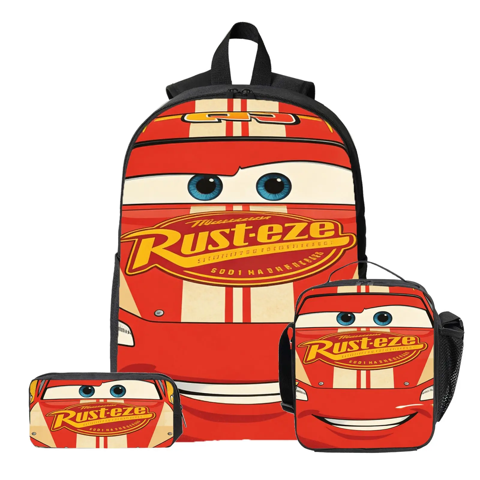 

3pc Lightning McQueen Theme Backpack, Pencil Case, Lunch Bag, High-Quality Cute Casual Shoulder Bag for Everyday Use