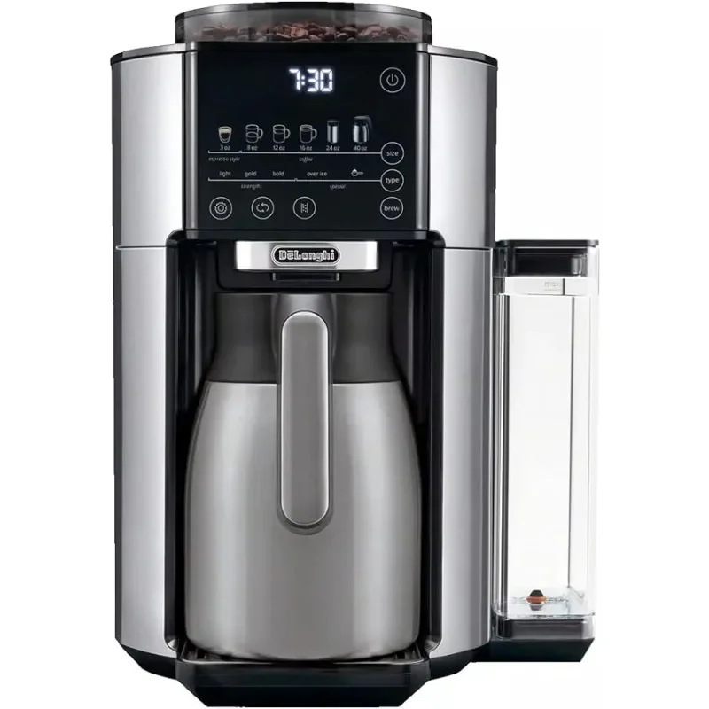 De'Longhi TrueBrew Drip Coffee Maker, Built in Grinder, Single Serve, 8 oz to 24 oz with 40 oz Carafe