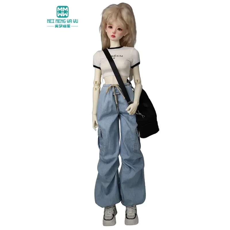 เสื้อผ้าสำหรับตุ๊กตา กางเกงคาร์โก้แฟชั่น สีกากี สีน้ำเงินเดนิม เหมาะสำหรับตุ๊กตาขนาด 43-60 ซม. 1/3 1/4 BJD เสื้อผ้าตุ๊กตา DD SD MSD