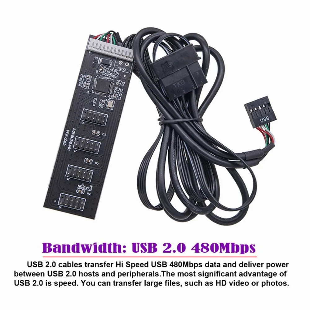 USB 2.0 9pin 10pin Header 1 to 4 Female Splitter Extension Cable HUB with IDE 5V Power Connector Adapter Port Multilier