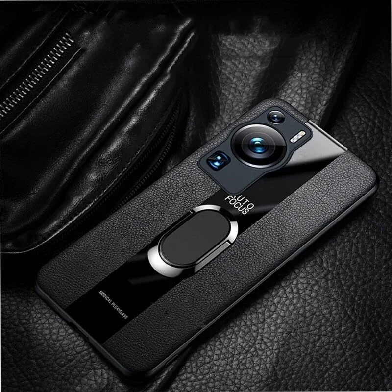 Magnetic Holder Case For Huawei P60 Pro Case Luxury PU Leather Cover For Huawei P60 P60Pro P 60 Art Ring Capa Shockproof Bumper