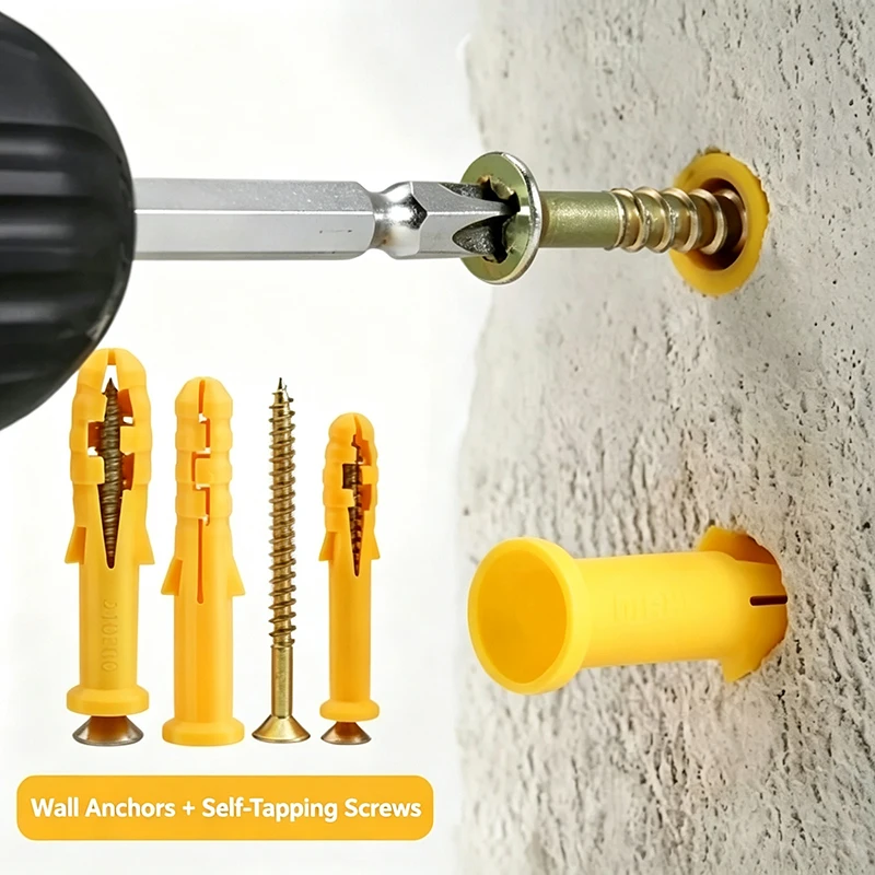 50Pcs M6 M8 M10 Expansion Wall Plug Kit with Hot-Dip Galvanized Screws, Heavy-Duty Fasteners for TV, Cabinet & Shelf Mounting