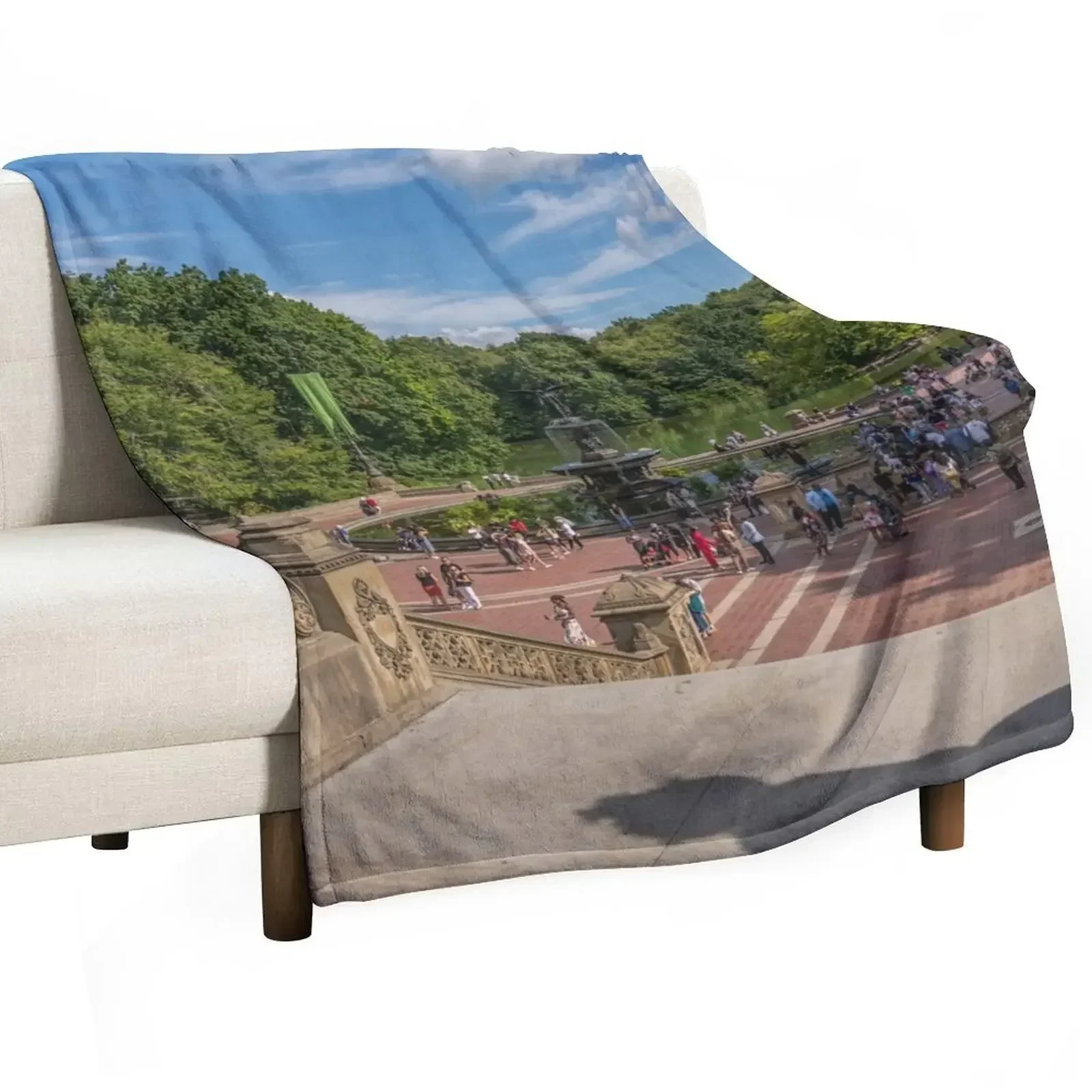 Day at Bethesda Terrace Throw Blanket Cute Decorative Throw Personalized Gift Soft Plush Plaid Blankets