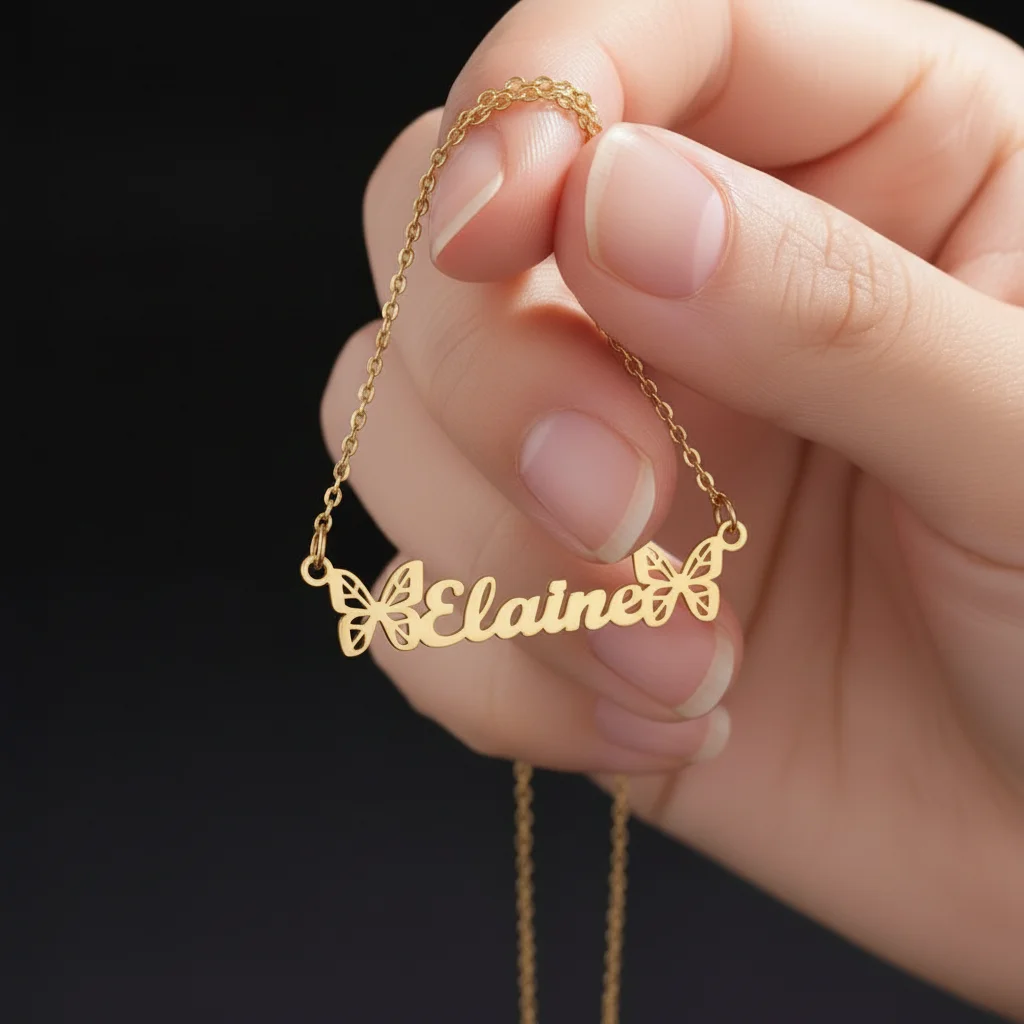 

Custom Butterfly Name Necklace Stainless Steel 18K Gold Plated Pendant Chain for Women Personalized Gifts Choker Necklace