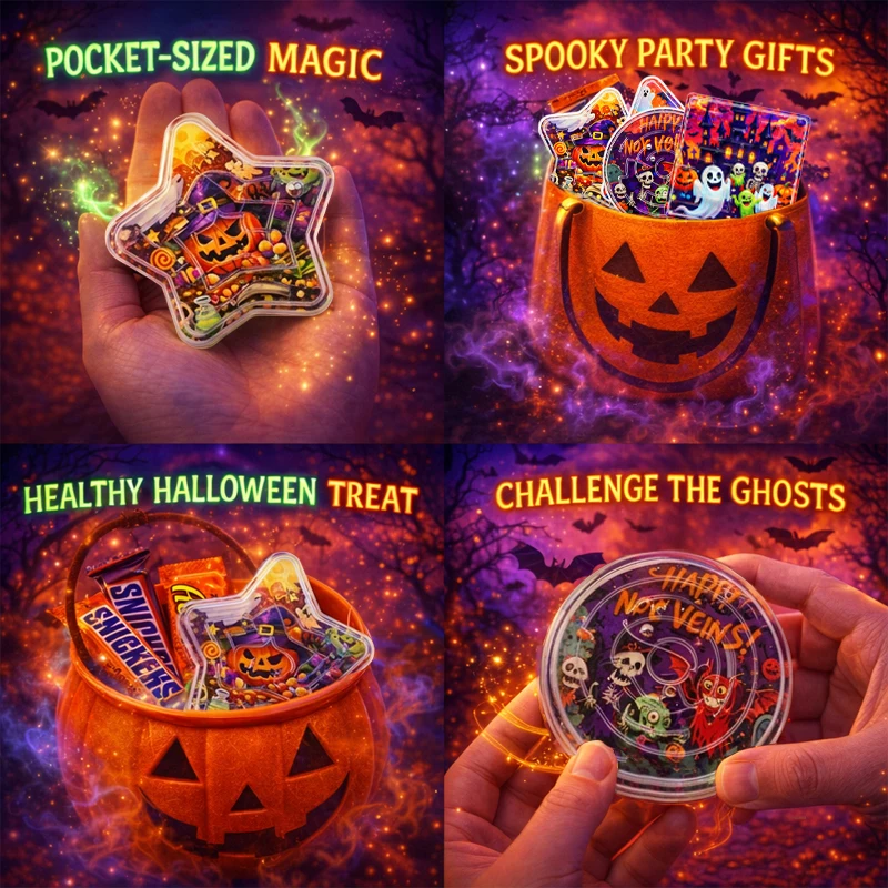 Halloween Mini-Labyrinth-Spielzeuge, Lehrreiche Handheld-Gehirnpuzzles, Party-Geschenke für Kinder, Goodie-Bag-Austauschgeschenk – Detail 7