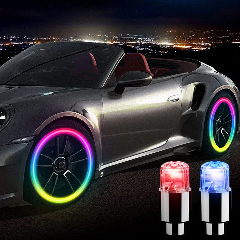 

Cars Wheel Caps LED Lights Wheel Tire Valve Caps Cycling Lantern Spokes Hub Tyre Lamp Car Tire Decoration Accessories