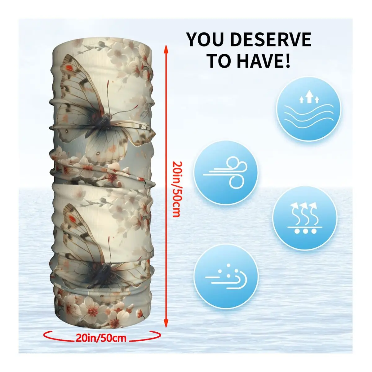 Butterfly Scarf Neckerchief Neck Face Mask Polyester