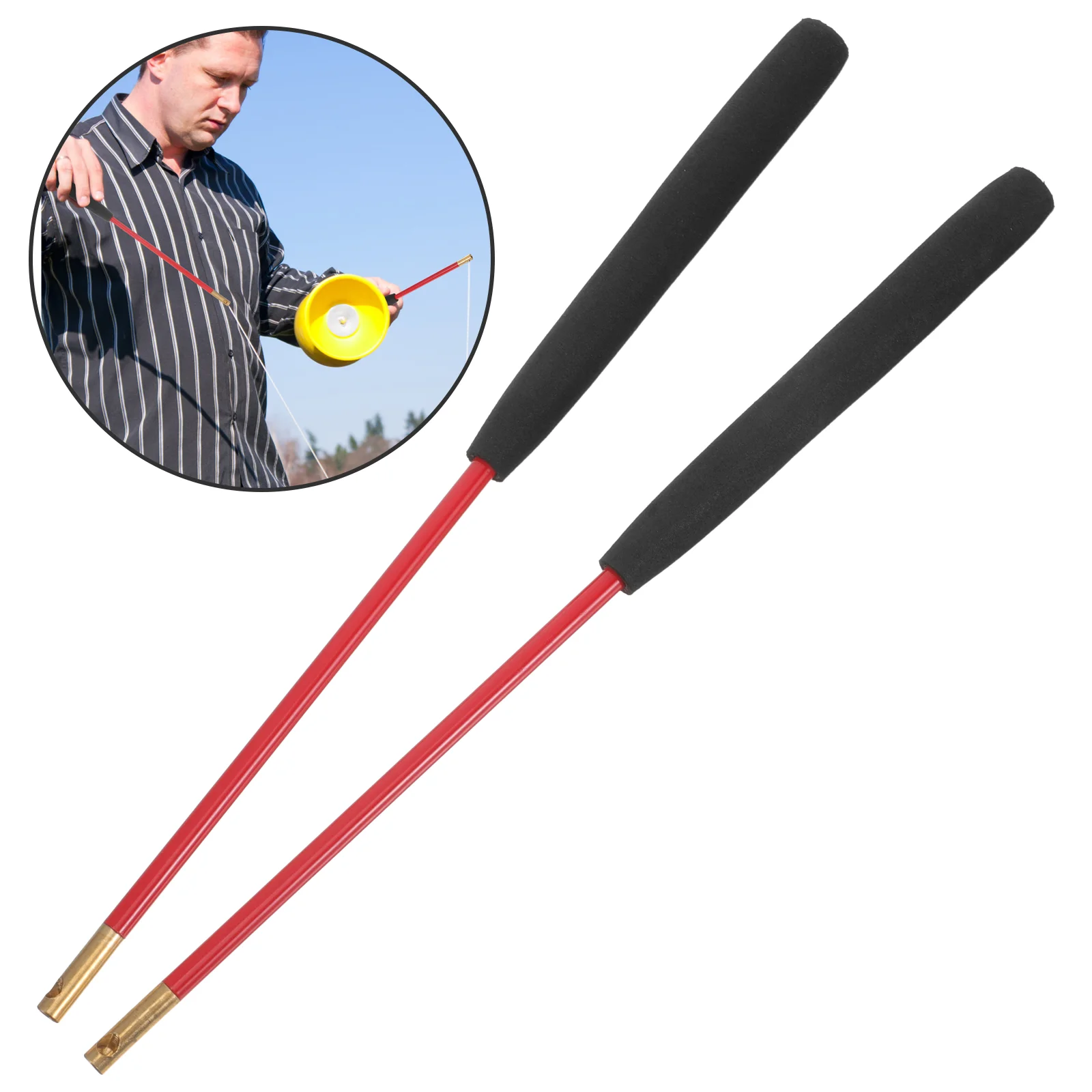 

Yo Diabolo Shaker Anti-slip Handle Solid Pole Copper Head Fiberglass Wire Hole Design (35cm Short Pole) Sticks