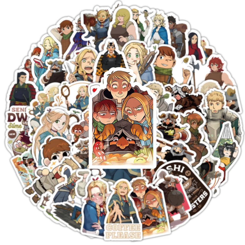 10/30/50pcs Delicious In Dungeon Anime Stickers Marcel Laios Kadru Meshi Decals Skateboard Laptop Car Cartoon Sticker Kids Toys